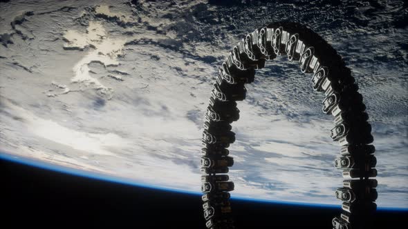 Futuristic Space Station on Earth Orbit