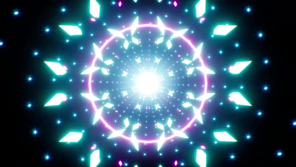 Vj Blue Glitter and Transform Shapes Tunnel 4K Loop