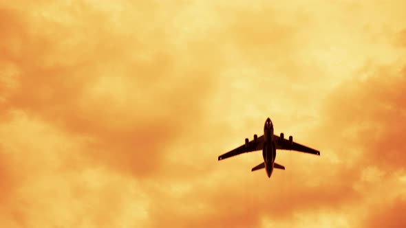 Armed Russian Fighter Jets on the Red Sunset Background