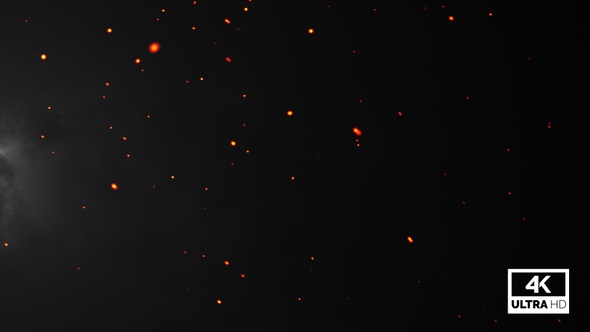 Fire Particles Embers With Black Smoke 4K Video Footage V2