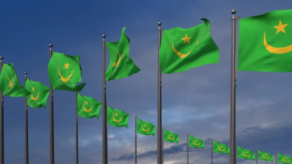 The Mauritania FlagsWaving In The Wind  2K