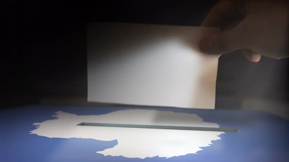 Digital Composite Hand Voting To National Flag OF Antarctica