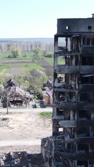 Vertical Video of a Destroyed Building in Borodyanka Ukraine