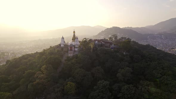 Circling around Swayambhunath Stupa in Kathmandu Nepal