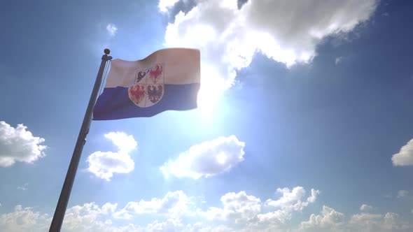Trentino-Alto Adige Flag (South Tyrol) on a Flagpole V4