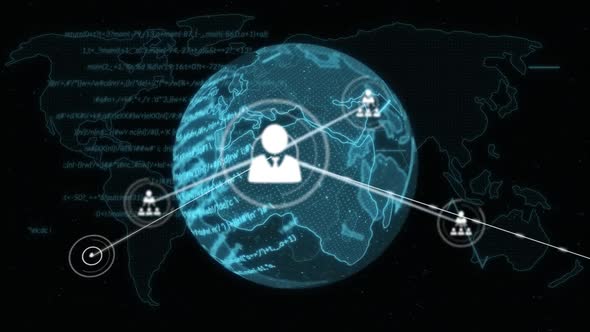 Connectors moving and digital data with digital globe 