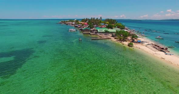 Flight Over the Island. Pandanon Island. Cebu. 03.2016. Aerial 