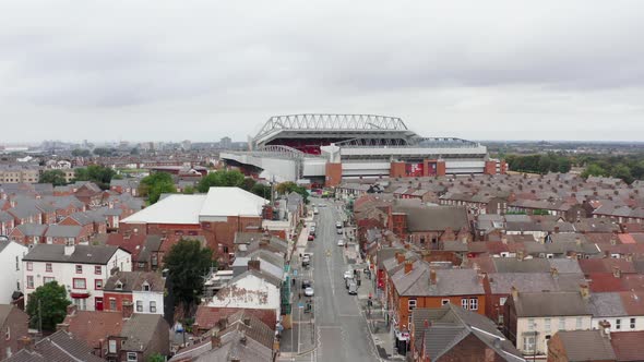 Houses and Streets Leading to Anfield in Liverpool