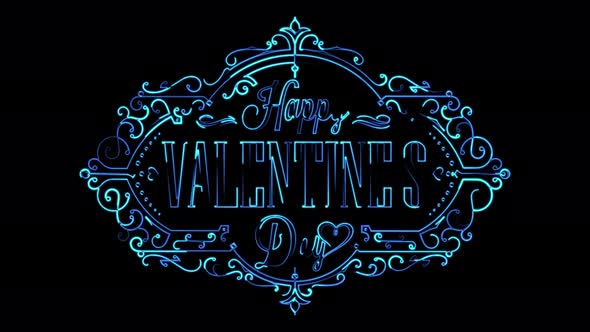 Seamless animation blue Happy Valentine's Day holiday in love. 4K video animation text