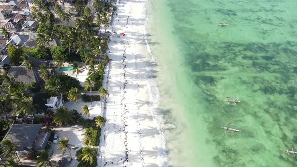 Boats in the Ocean Near the Coast of Zanzibar Tanzania