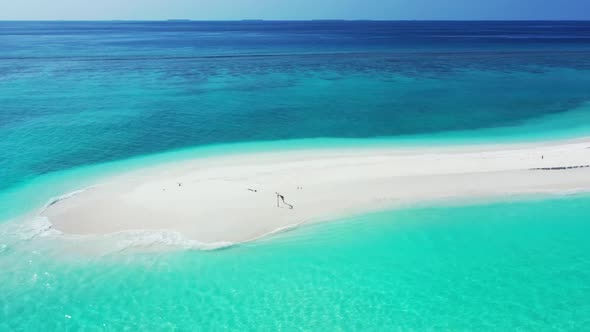 Aerial seascape of marine coastline beach holiday by blue sea and white sandy background of adventur