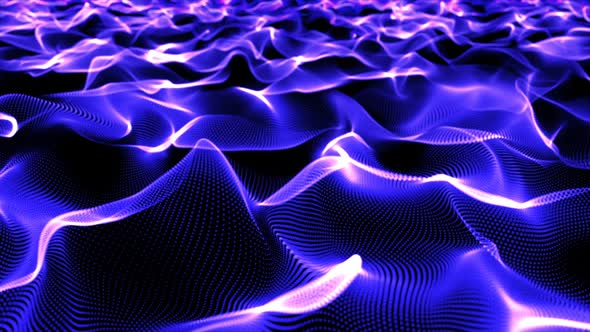 Sparkle shiny violet wave and moving particle are flying forward zoom panning motion