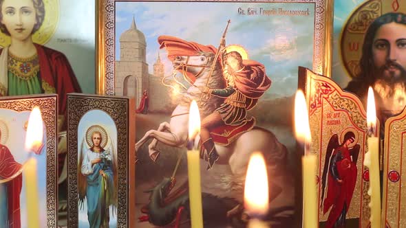 Christian Icons And Candles