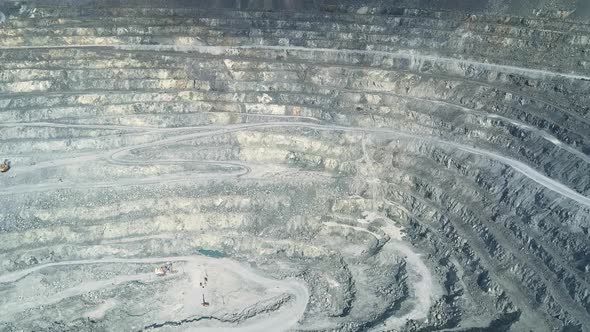 Aerial view of Huge asbestos quarry with site loaded with explosives 01