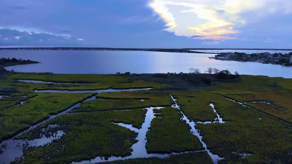 Ocean Bay Panoramic Landscape at Sundown Time Sunset Seascape Horizont