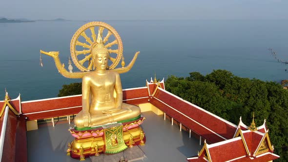 Buddha temple. Aerial view big Buddha statue in Thailand