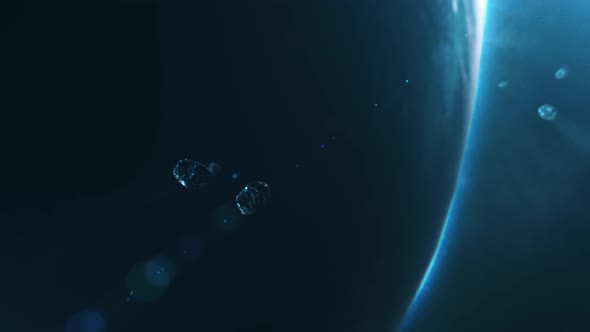 Asteroids Flying to Camera alt