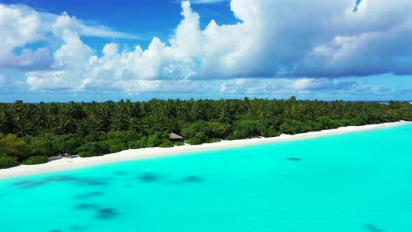 Luxury aerial clean view of a white paradise beach and aqua turquoise water background