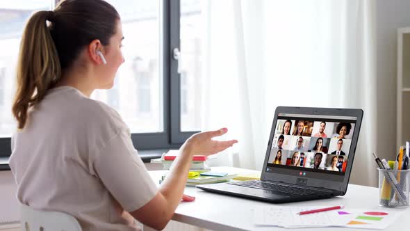 Teacher with Laptop Having Online Class at Home