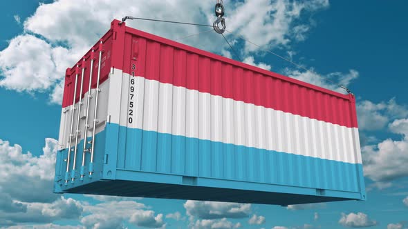 Loading Container with Flag of Luxembourg
