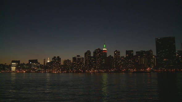 Skyline by Night Pan Shot