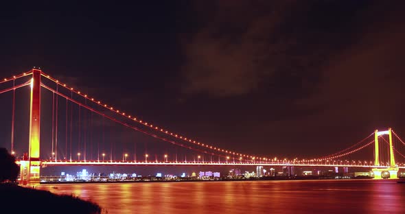 Nightscape Of Wuhan Yangtze River Bridge 