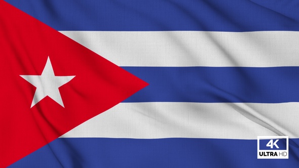 Cuba Flag Waving Slowly Looped