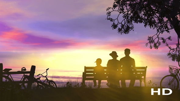 A Couple During A Bike Ride Rests Facing The Ocean HD