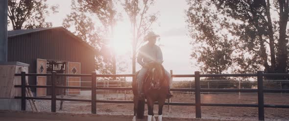 Cowboy on a Horse Ranch