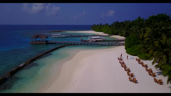 Aerial above abstract of paradise sea view beach lifestyle by blue water with white sandy background