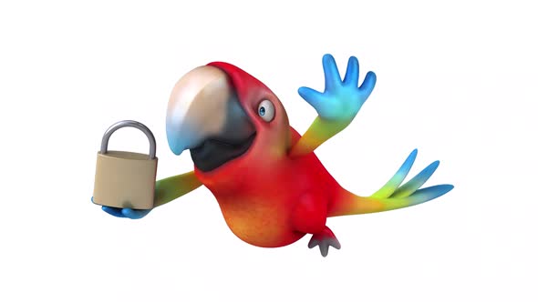 Fun 3D cartoon animation of a Parrot with alpha
