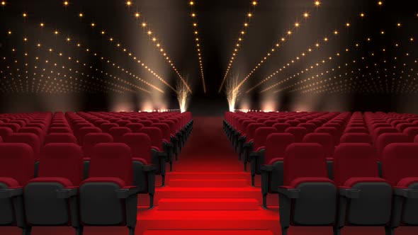 Cinema seats auditorium with flashing lights alt