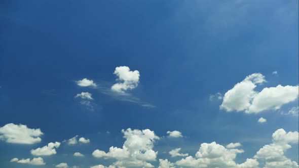 Time lapse of white cloud moving pass around sky background