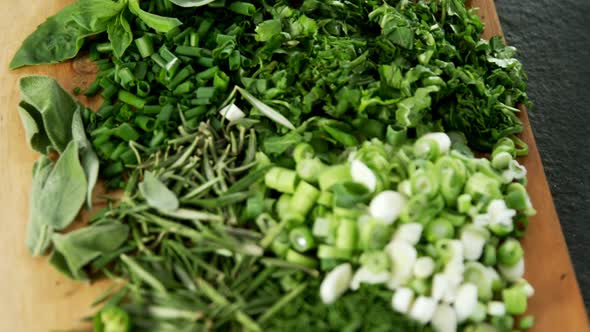 Various herbs on a chopping board 4k