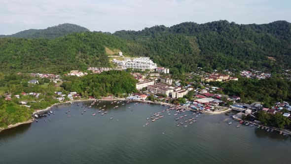 Aerial view fishing village