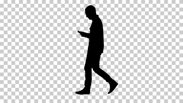 Silhouette man walking, Alpha Channel