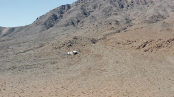 Closeup View of Drone Shooting Desert Landscape and Flying Over Death Valley, 