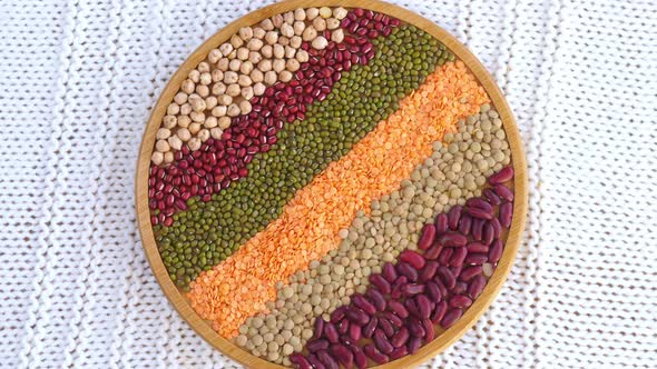 Assorted Legume Varieties: Mung Beans, Assorted Lentils, Kidney Beans, Chickpea; Vegan High Protein