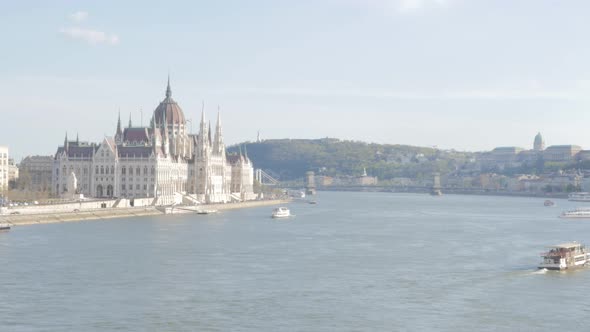 Parliament building on river Danube in Hungarian capital Budapest  4K 2160p UltraHD footage - Nation