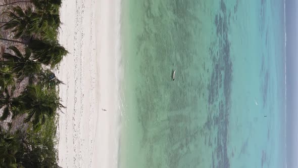 Zanzibar Tanzania  Vertical Video of the Ocean Near the Coast Slow Motion