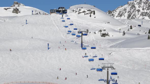 Skiers on Ski Slope in Obertauern Aerial