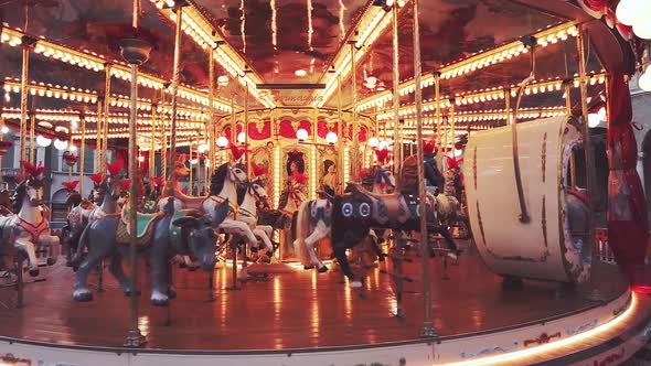 Merry Go Round For Children At Holiday Amusement Park