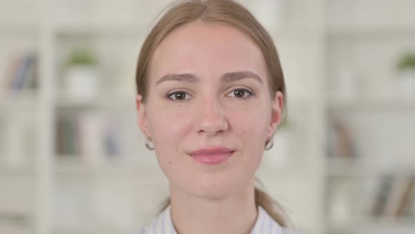 Close Up of Face of Serious Young Woman 