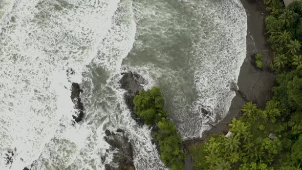 Aerial Bird view of Pacific Coast in Colombia. Uptilt 4k.
