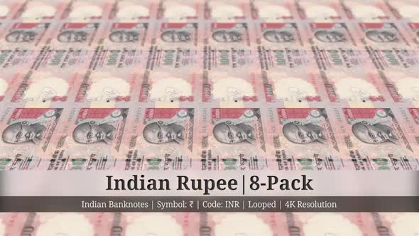 Indian Rupee | India Currency - 8 Pack | 4K Resolution | Looped