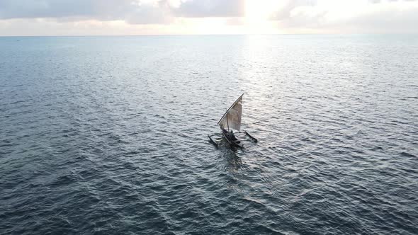 Boats in the Ocean Near the Coast of Zanzibar Tanzania Slow Motion