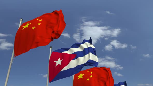 Flags of Cuba and China