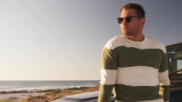 Man enjoying free time on road trip