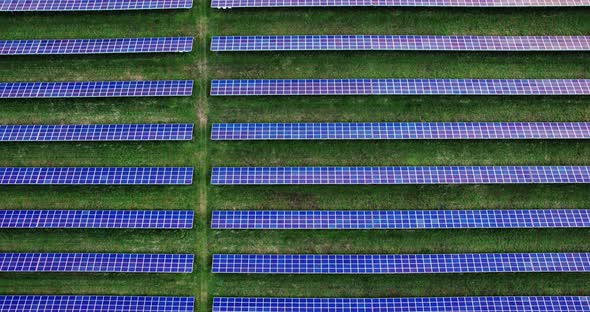 Solar Power Plant From a Pattern of Solar Panels Taken From Above