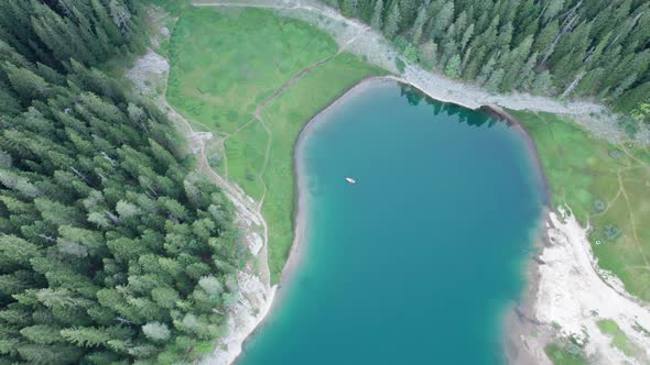 Aerial View Black Lake in Montenegro Mountain Crno Jezero in Durmitor Park